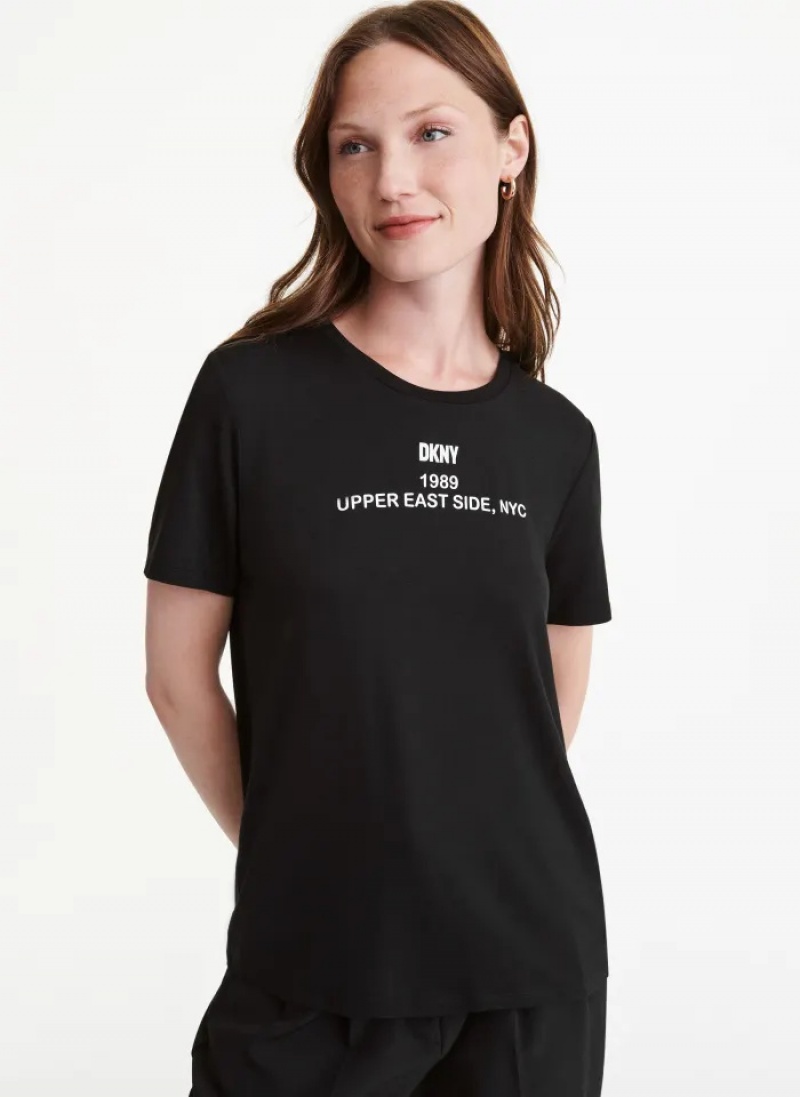 Black Women\'s Dkny Neighborhood Souvenir - Upper East Side T Shirts | 168CPWDHK