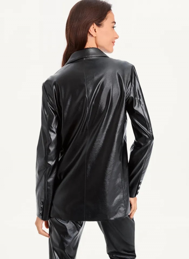Black Women's Dkny Oversized Patent Leather Blazer | 623VHBWIX