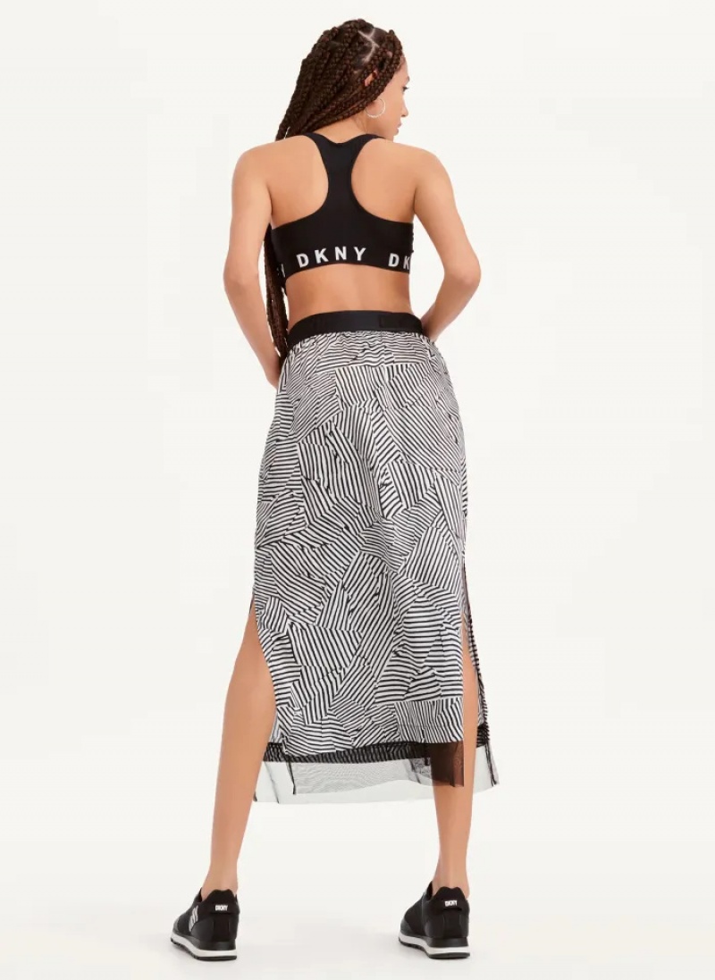 Black Women's Dkny Printed Pull On Skirt | 091KZHTQO