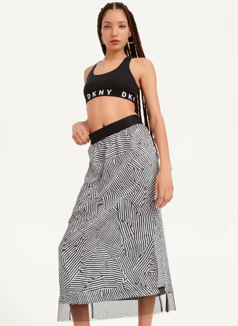 Black Women\'s Dkny Printed Pull On Skirt | 091KZHTQO