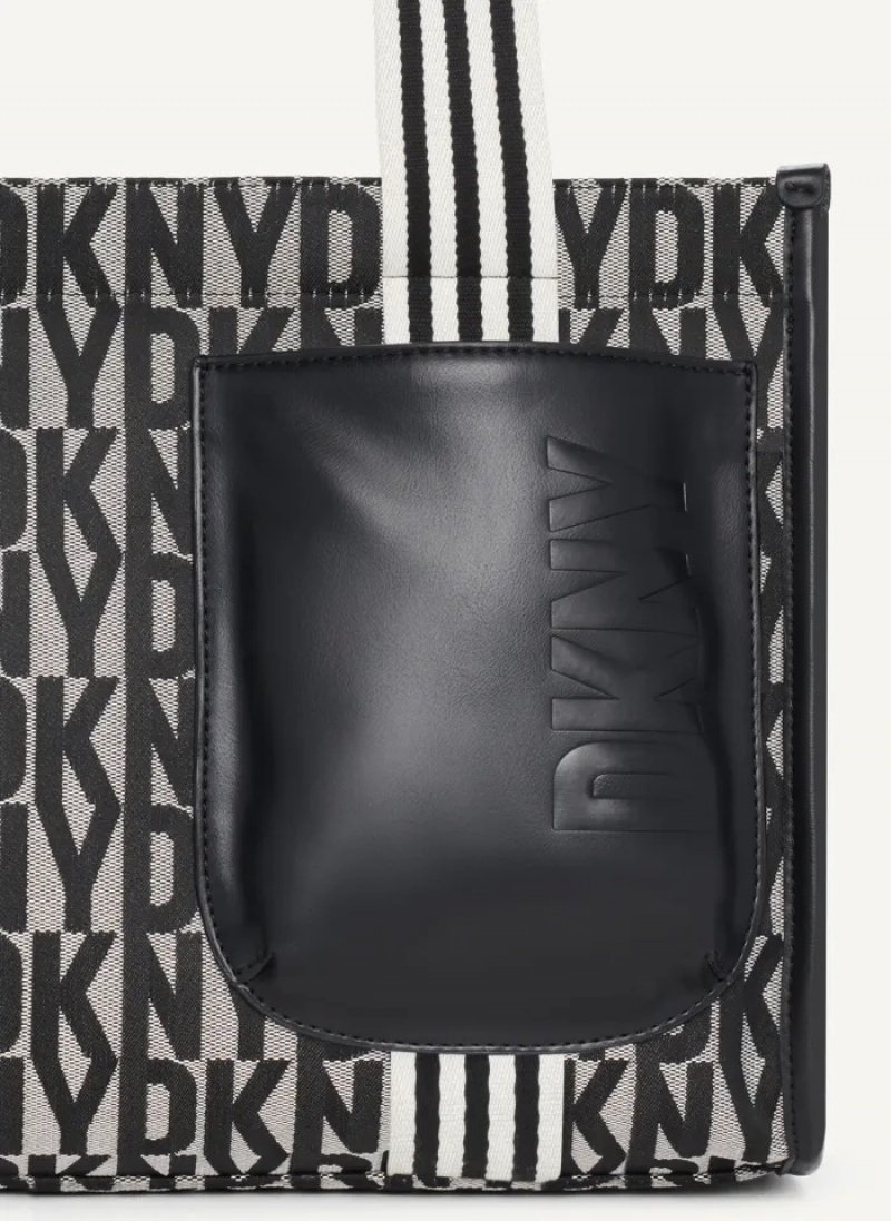 Black Women's Dkny Prospect Jacquard Large Tote Bags | 937SVZEHA