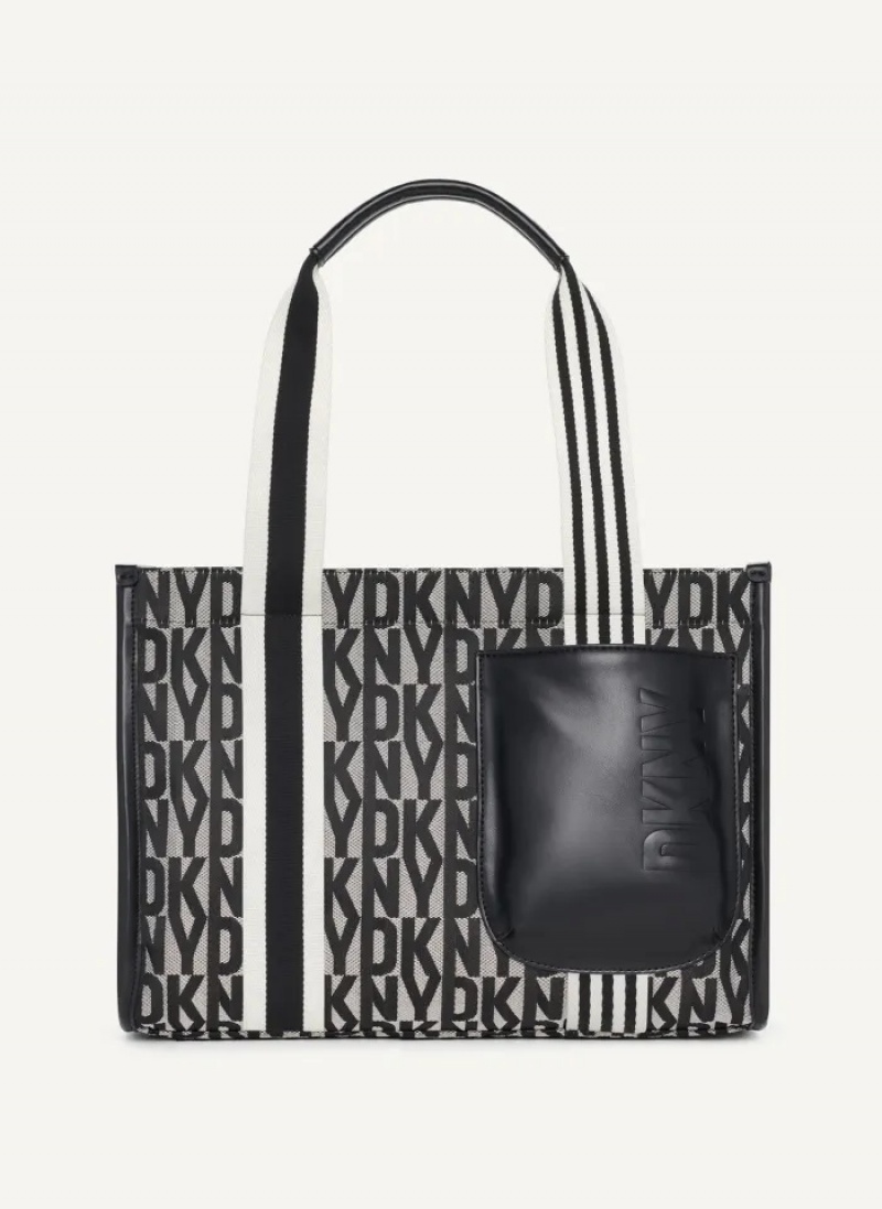 Black Women\'s Dkny Prospect Jacquard Large Tote Bags | 937SVZEHA