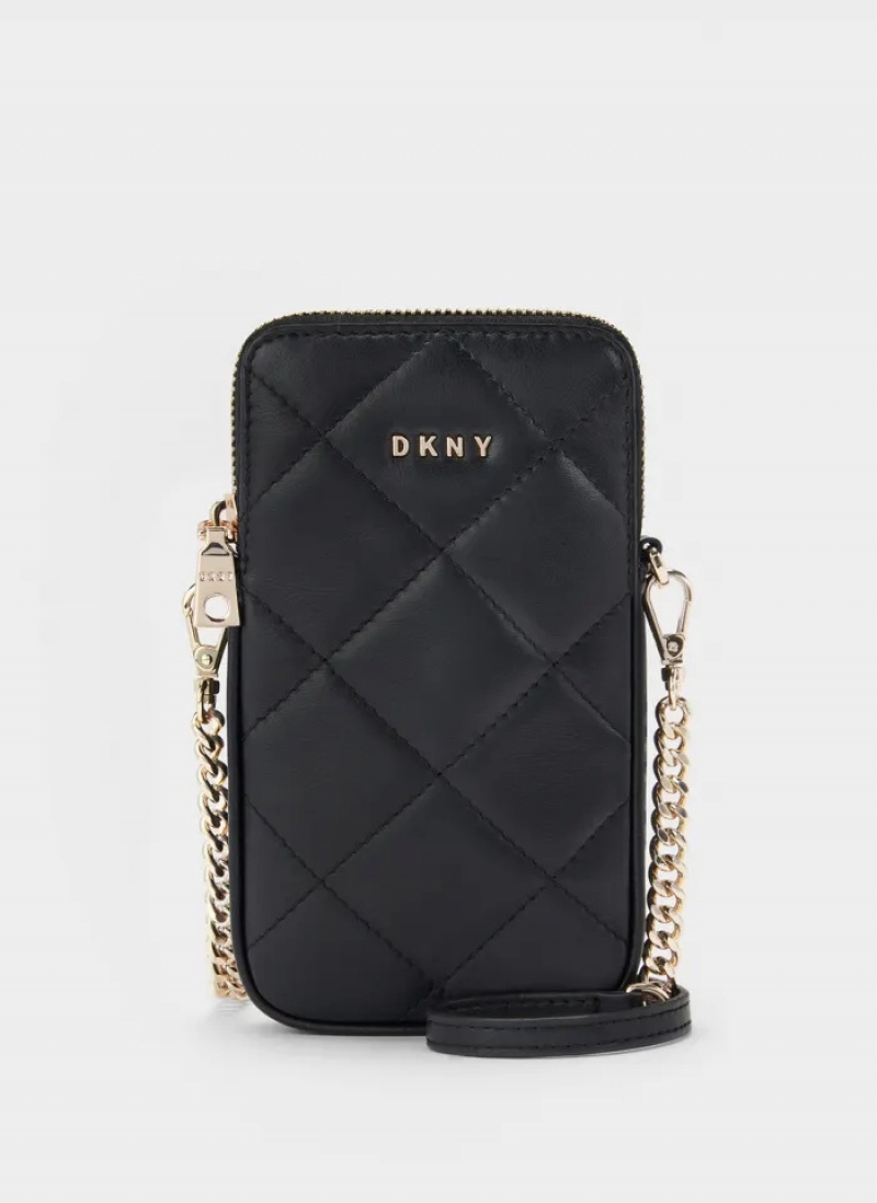 Black Women\'s Dkny Quilted Phone Crossbody Bags | 290SNARMY