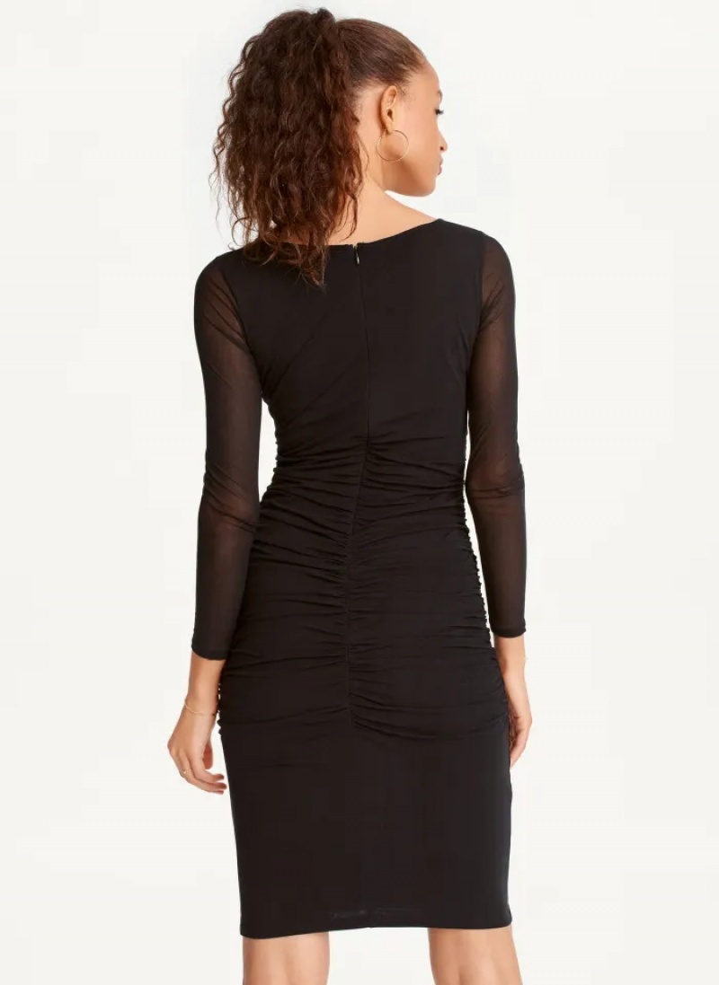 Black Women's Dkny Ruched Midi Dress | 046JRKTZV