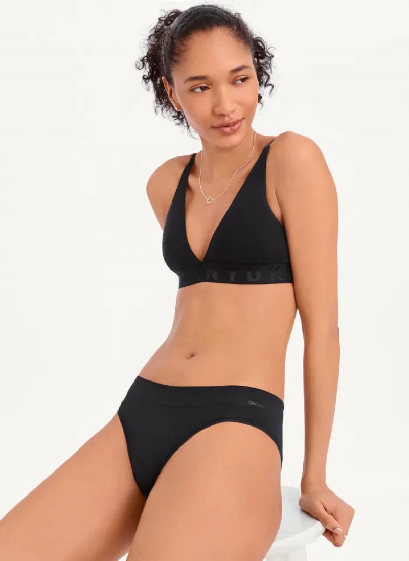 Black Women's Dkny Seamless Litewear Rib Bikinis | 540LFEBDJ