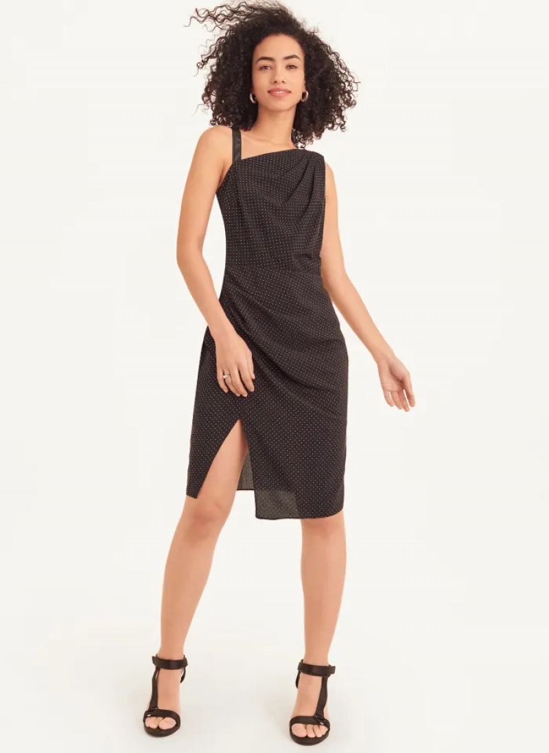 Black Women's Dkny Sleeveless Mix Media Studded Dress | 806ARYNEJ