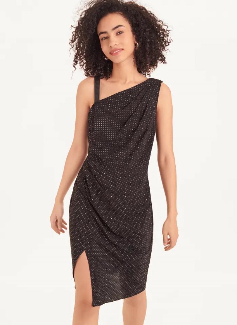 Black Women\'s Dkny Sleeveless Mix Media Studded Dress | 806ARYNEJ