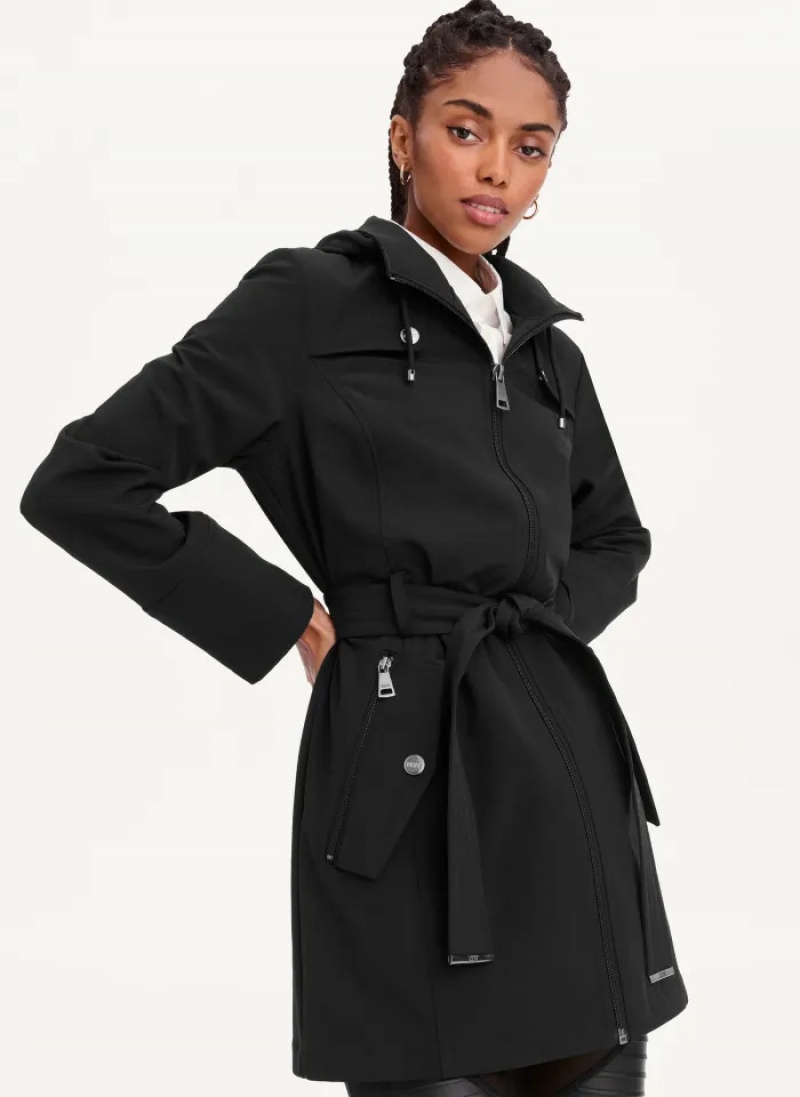 Black Women's Dkny Softshell Meshback Jacket | 096VHYDLK