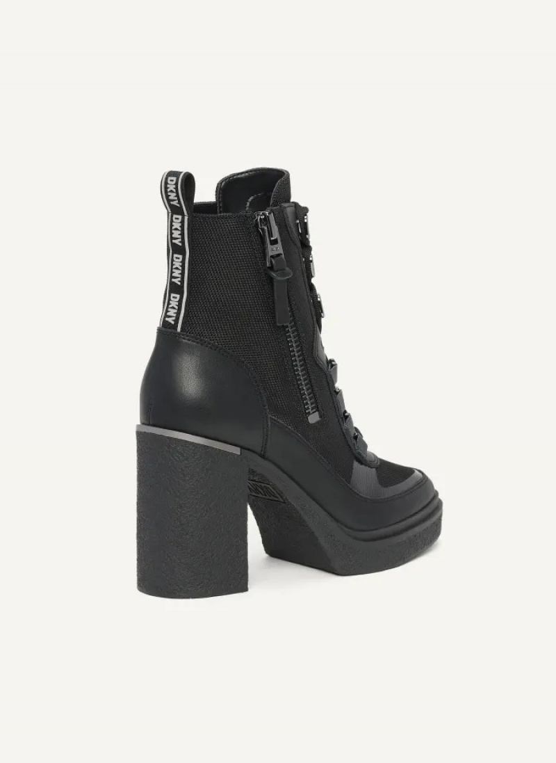 Black Women's Dkny Toia Lace Up Platform Boots | 519AETMRD