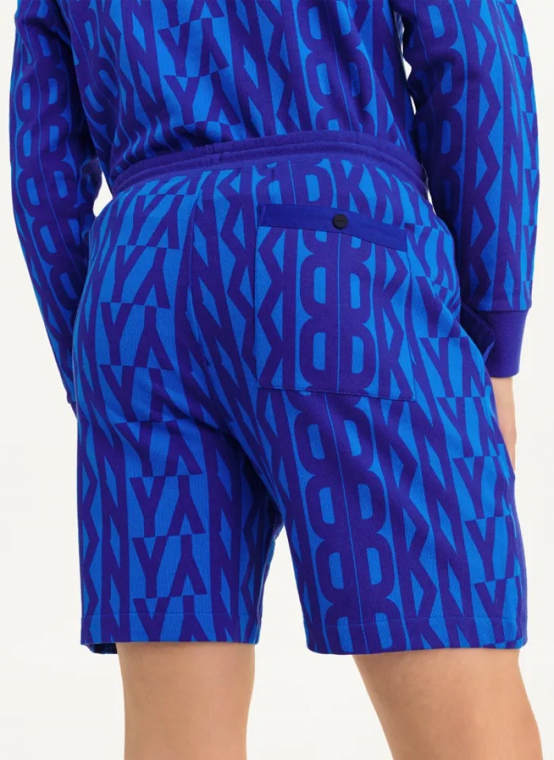 Blue Men's Dkny Exploded Logo Shorts | 742DPCFQR