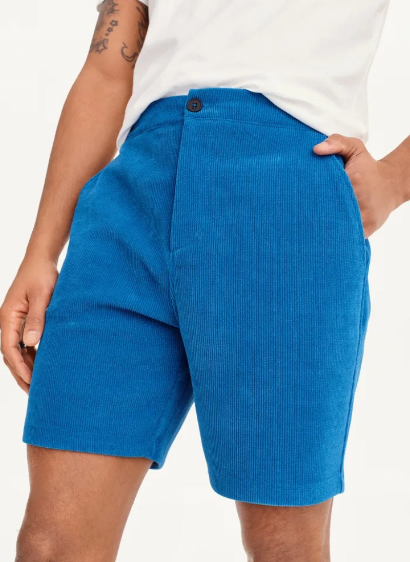 Blue Men\'s Dkny Knit Cord Pull On Shorts | 349GOFTHD
