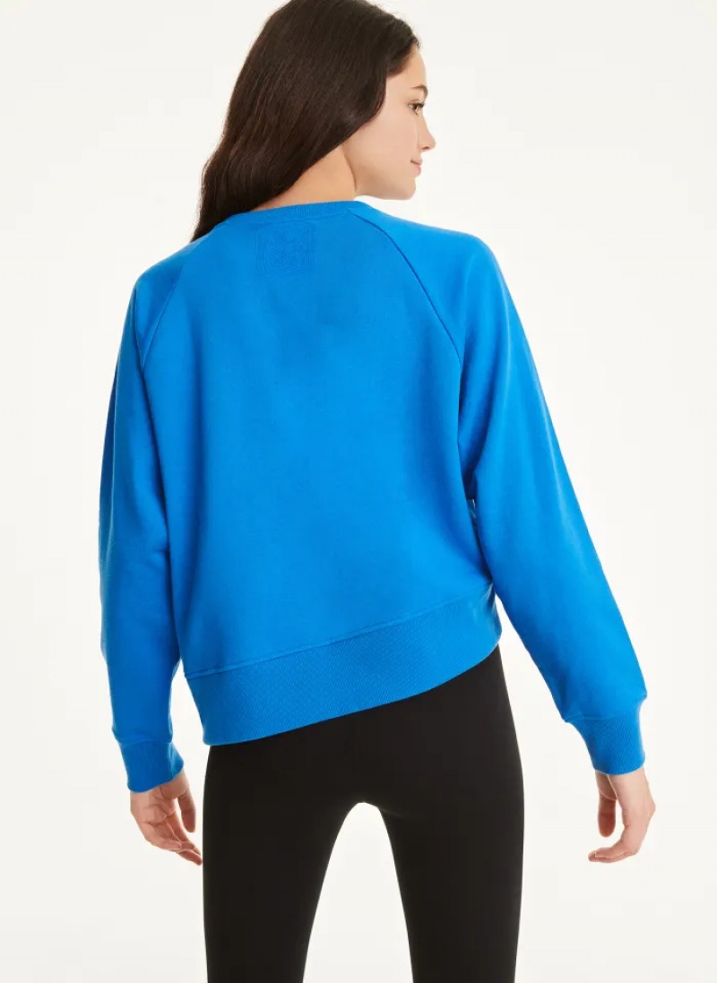 Blue Women's Dkny Cotton Jersey Asymmetrical Sweaters | 124TRWFCS