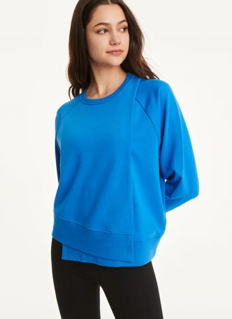 Blue Women\'s Dkny Cotton Jersey Asymmetrical Sweaters | 124TRWFCS