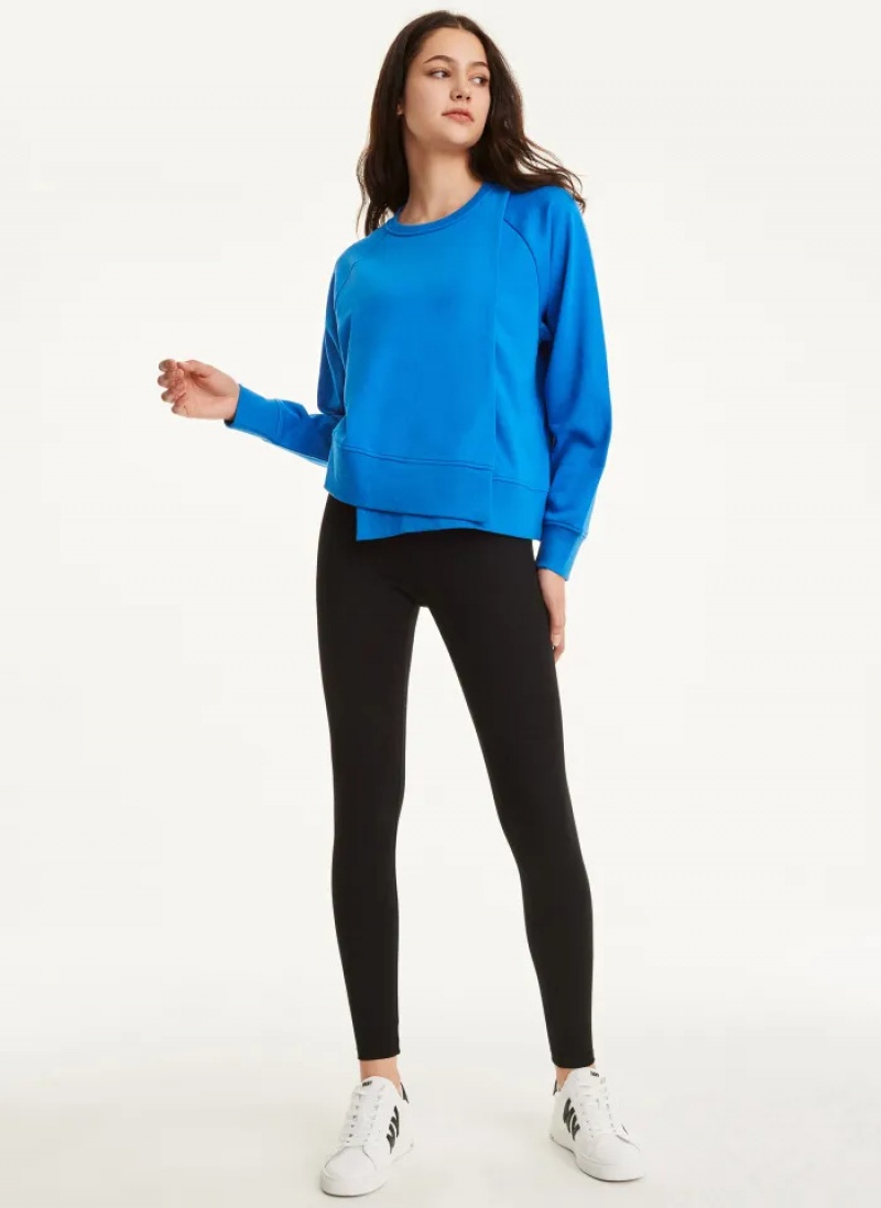 Blue Women's Dkny Cotton Jersey Asymmetrical Sweaters | 810FIVLGY