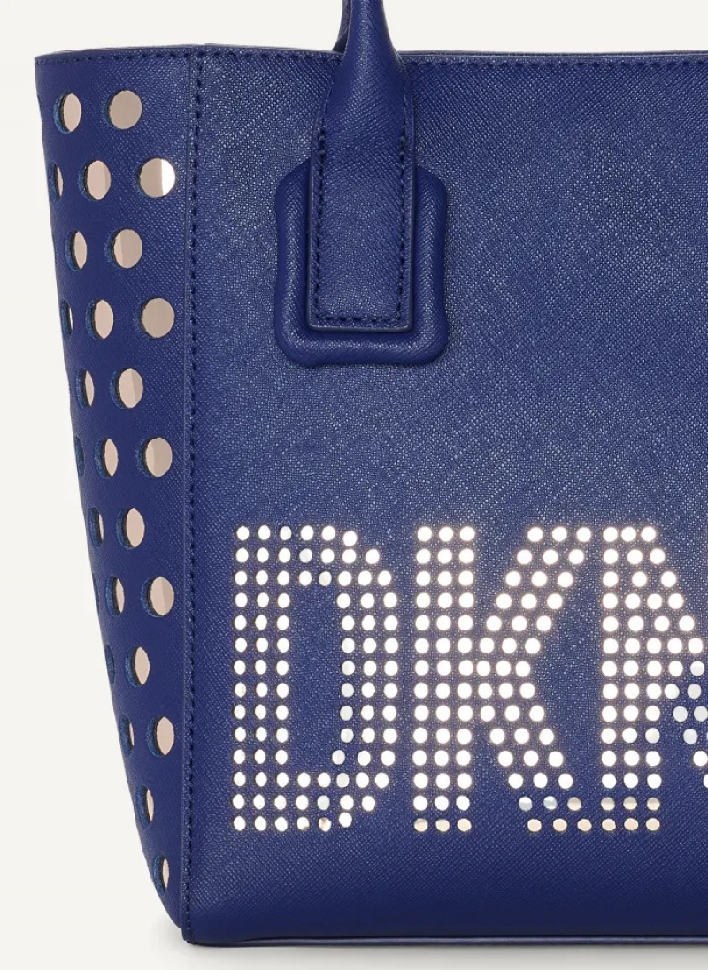 Blue Women's Dkny Essex Saffiano Small Tote Bags | 139XVPTNA