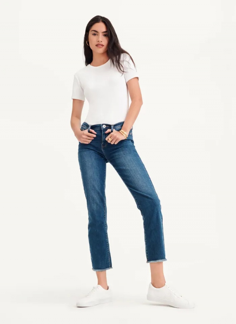 Blue Women's Dkny Foundation - Slim Stright Crop Jeans | 935GNPYXV