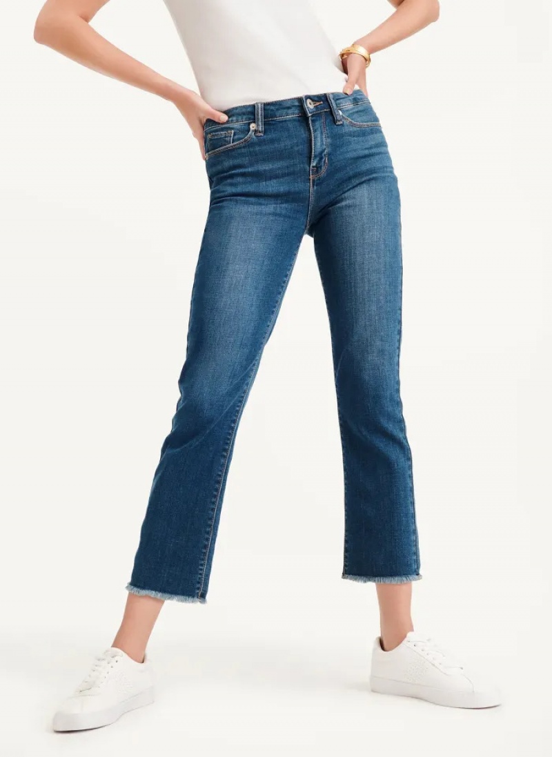 Blue Women\'s Dkny Foundation - Slim Stright Crop Jeans | 935GNPYXV