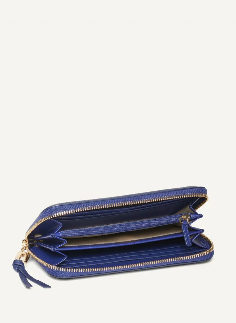 Blue Women's Dkny Metro Continental Zip Around Wallet | 251FOIJRN