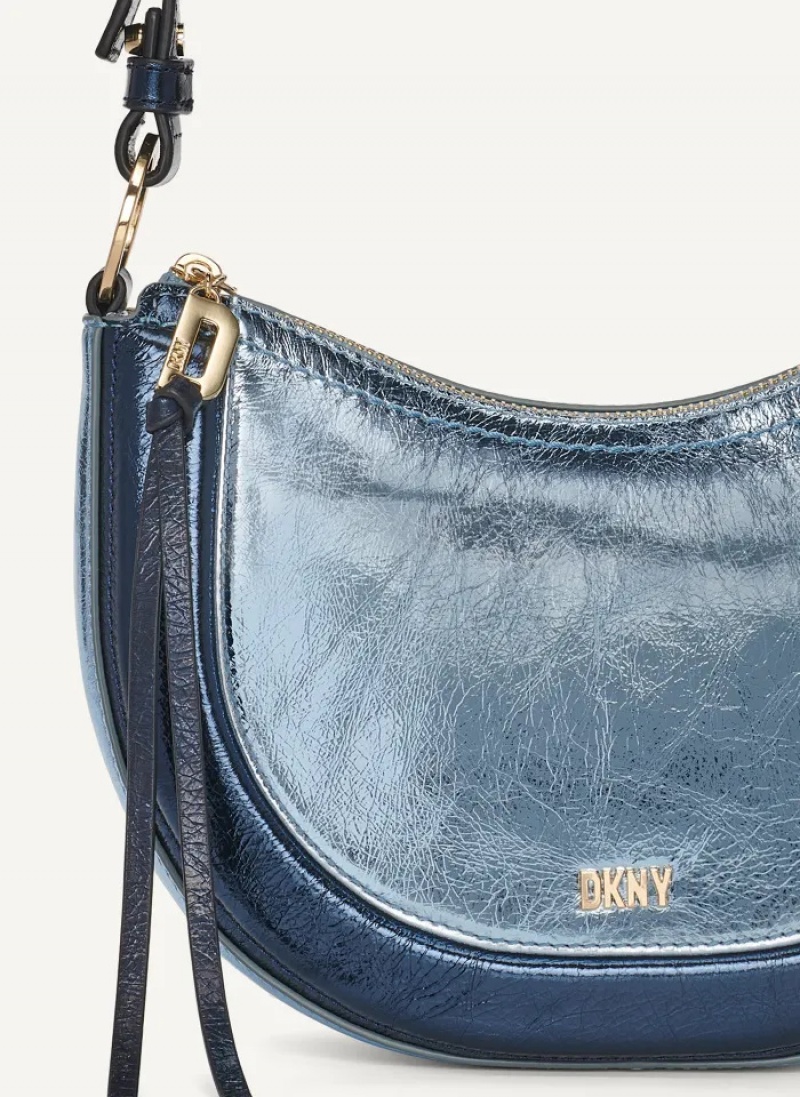 Blue Women's Dkny Metro Metallic Shoulder Bag | 138KVRJSW