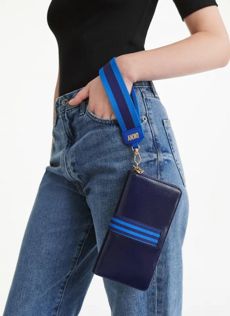 Blue Women's Dkny Prospect Continental Zip Wallet | 856WZMTHE