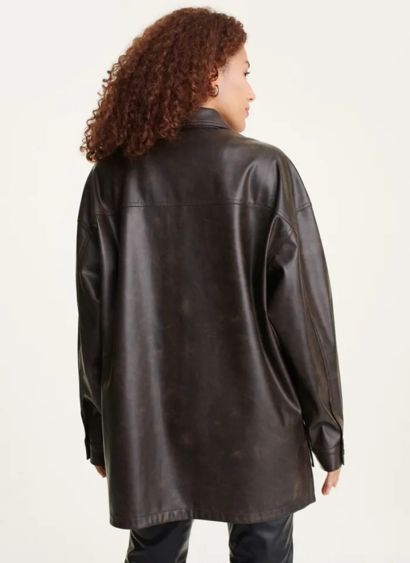 Brown Women's Dkny Relaxed Pocket Jacket | 695ZASYVN