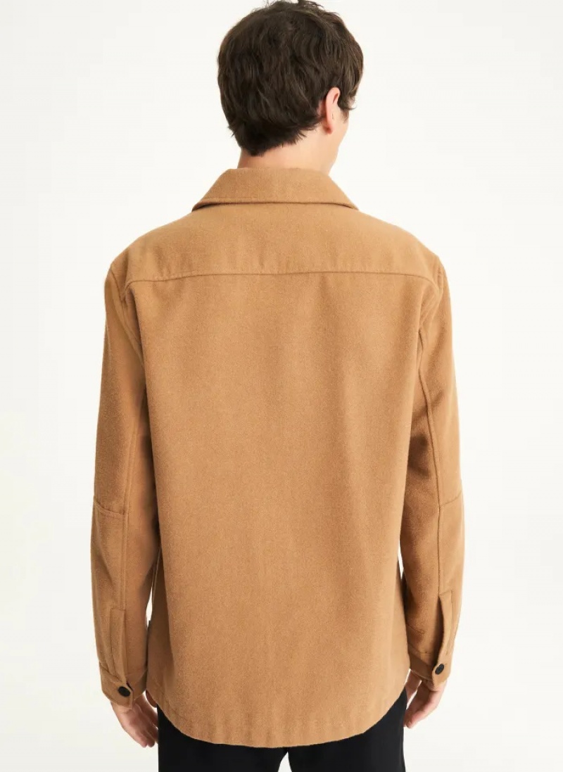 Camel Men's Dkny Long Sleeve Oversized Jacket | 178HQENXB