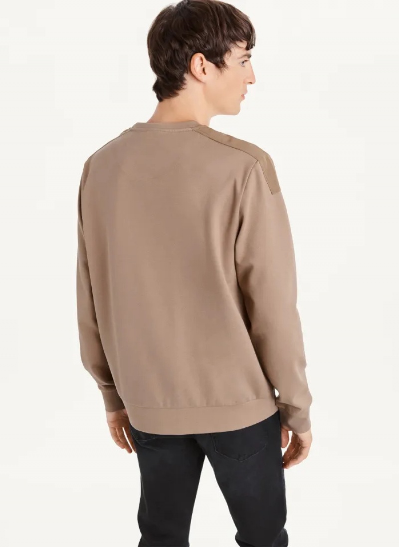 Camel Men's Dkny Utility Crewneck Sweaters | 017TNWASB