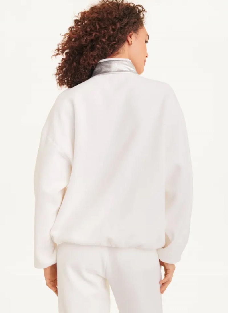 Cream Women's Dkny Reversible Fleece Pullover | 741JXTMWO