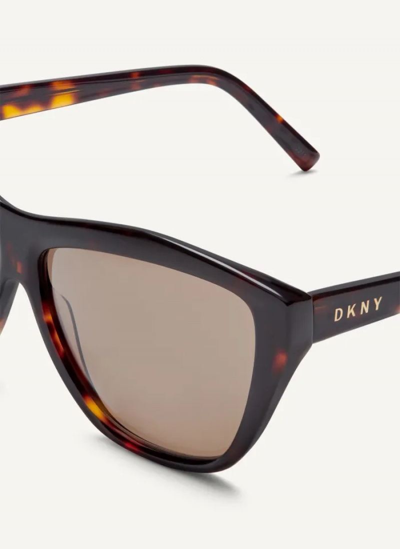 Dark Tortoise Accessories Dkny City Native Modern Rectangle Sunglasses | 408WKBARJ