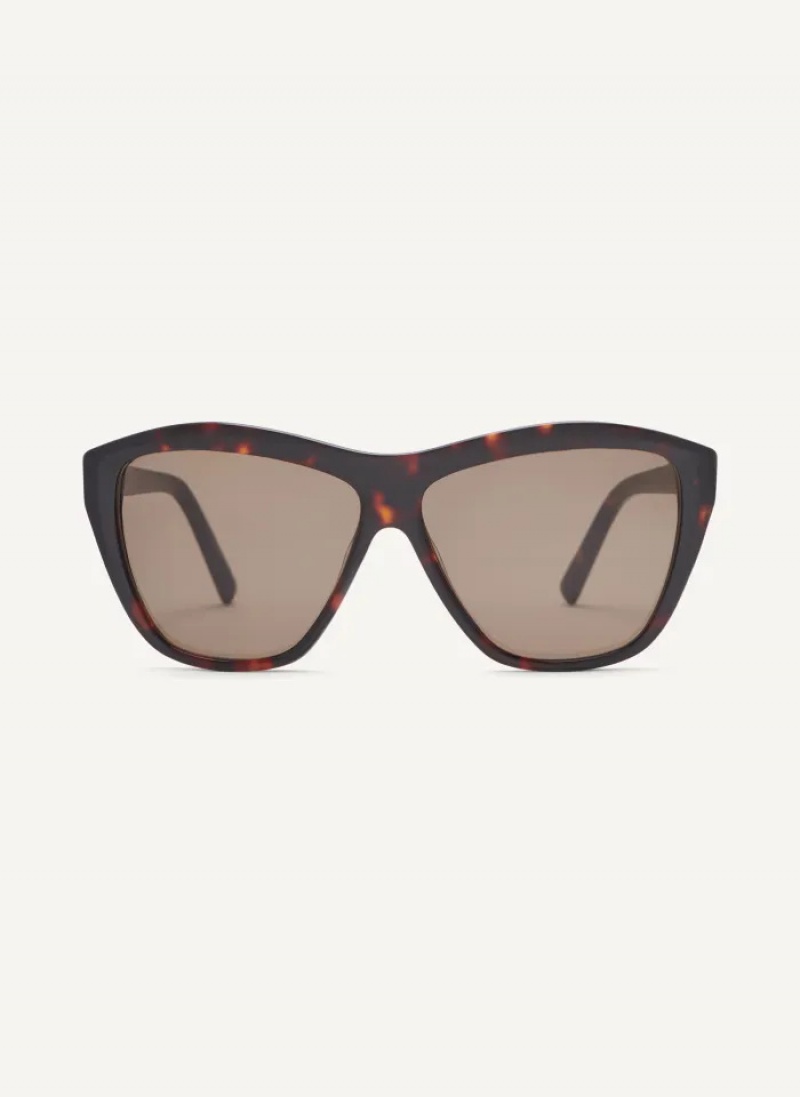 Dark Tortoise Accessories Dkny City Native Modern Rectangle Sunglasses | 408WKBARJ