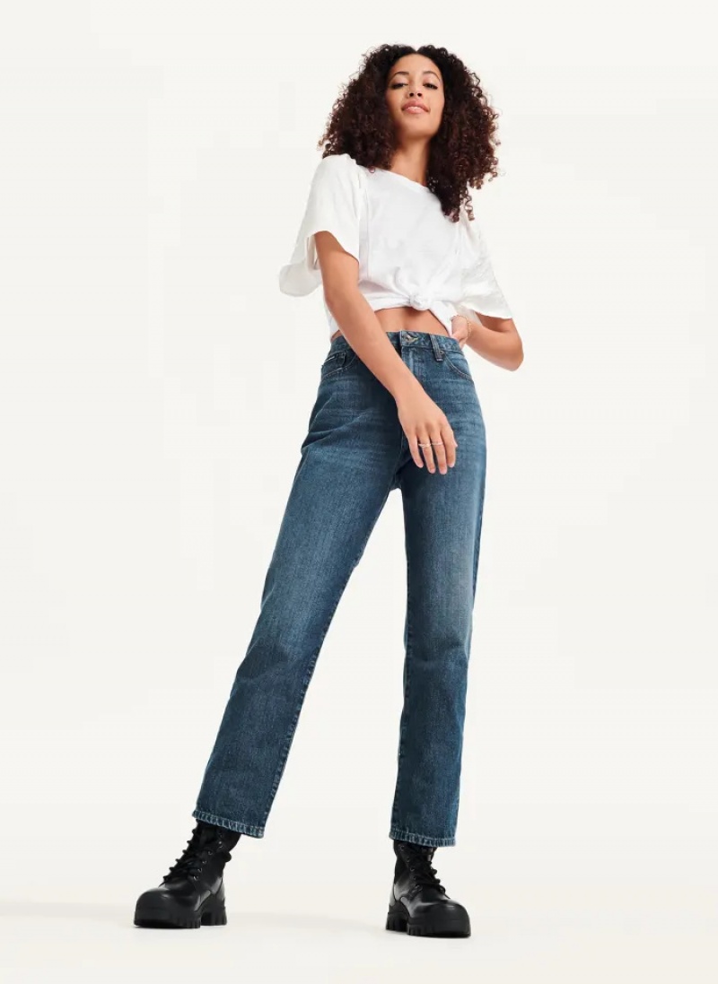 Dark Wash Women's Dkny Broome High Rise Vintage Jeans | 398YIQCWM