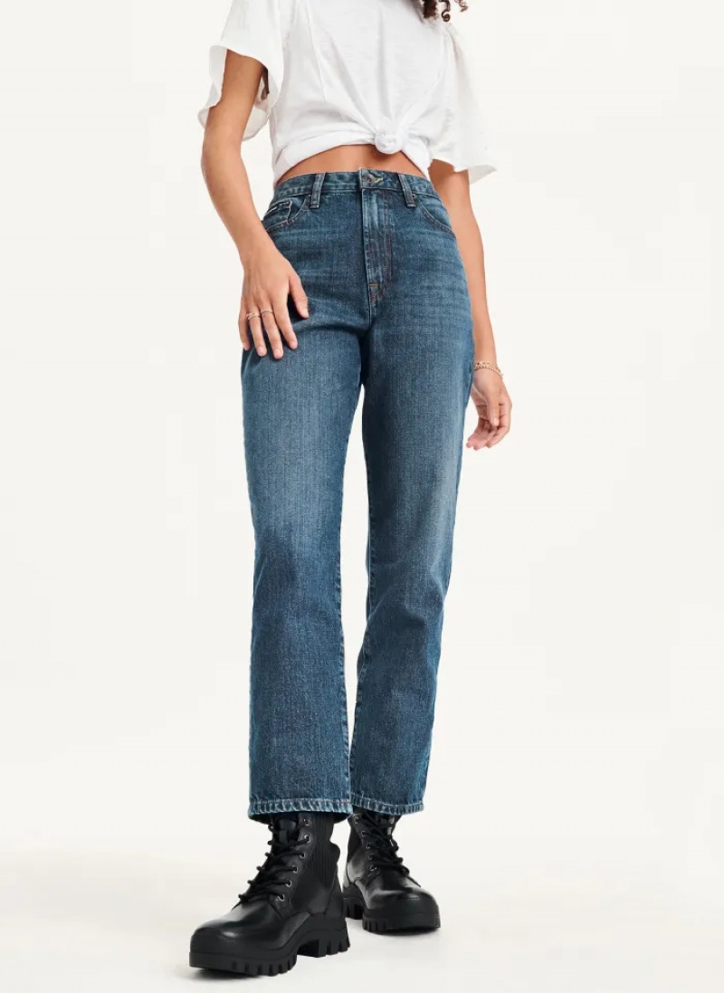 Dark Wash Women\'s Dkny Broome High Rise Vintage Jeans | 398YIQCWM