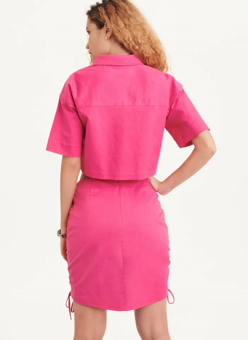 Fuchsia Women's Dkny Ruched Mini Skirt | 625TIEHDX