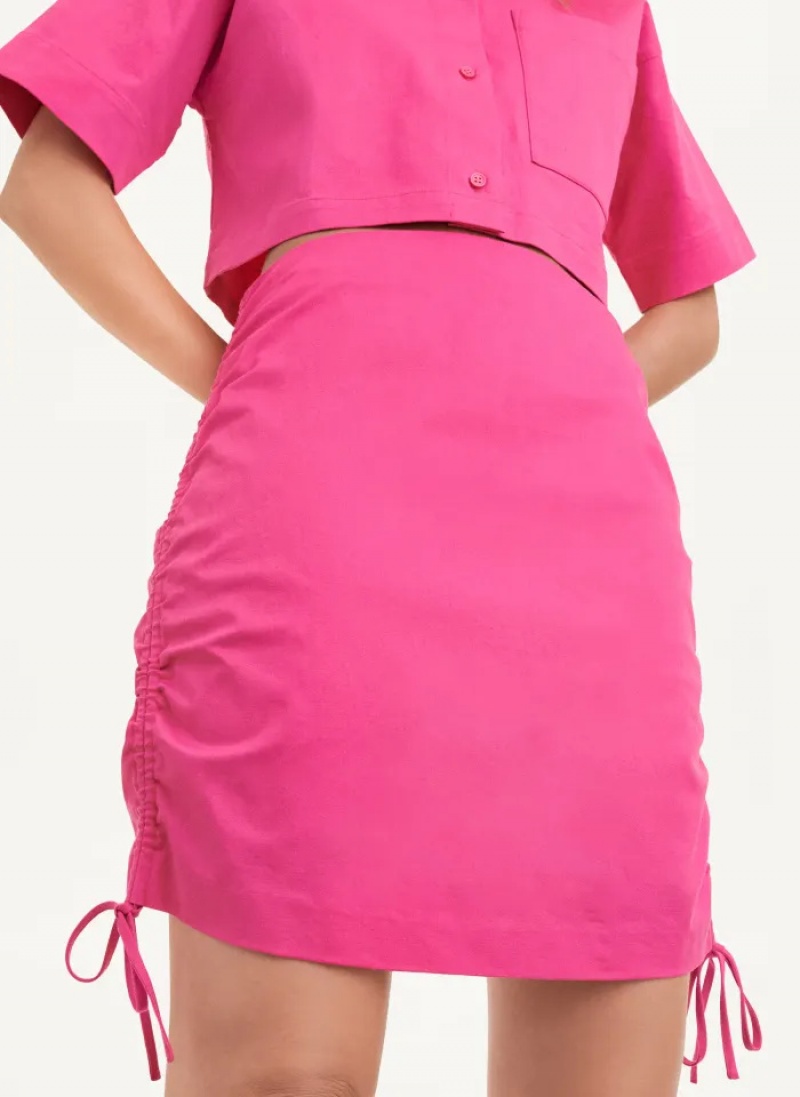 Fuchsia Women\'s Dkny Ruched Mini Skirt | 625TIEHDX