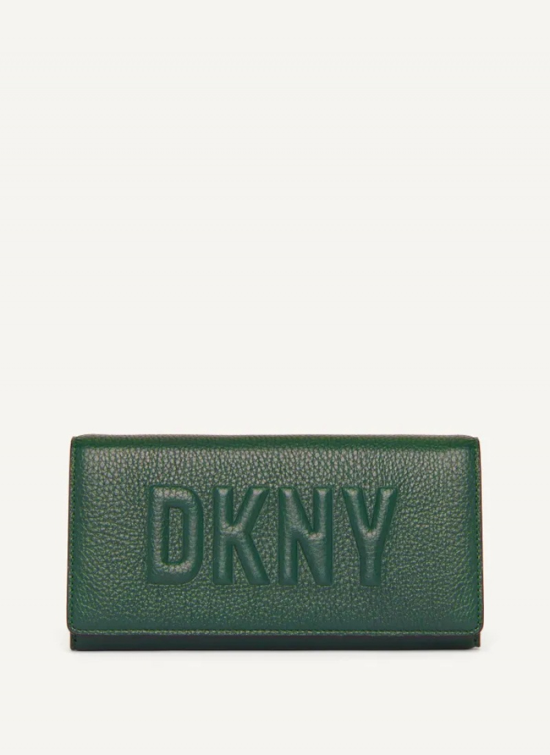 Gianni Green Women\'s Dkny Continental Raised Logo Wallet | 941CGQNTJ