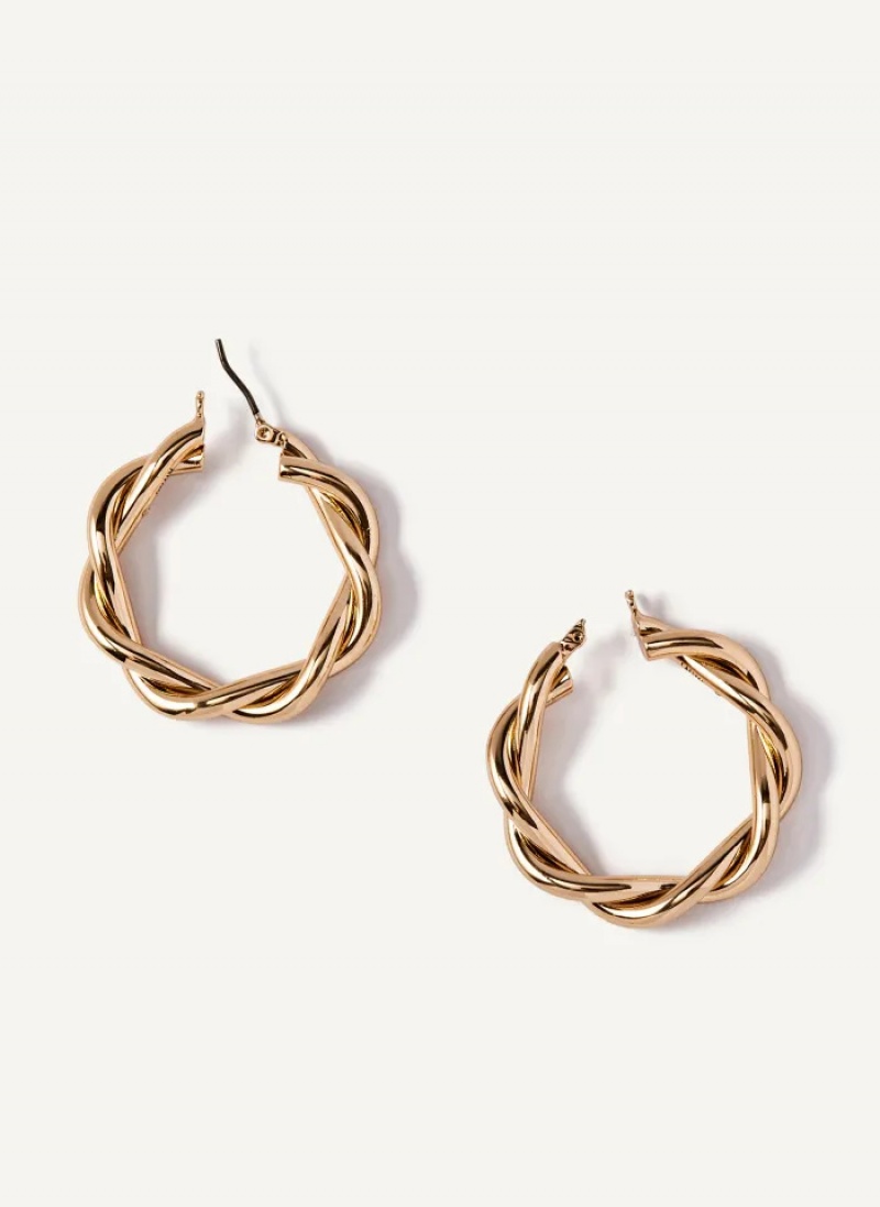 Gold Accessories Dkny Chunky Twist Hoop Earrings | 074KCFDQH