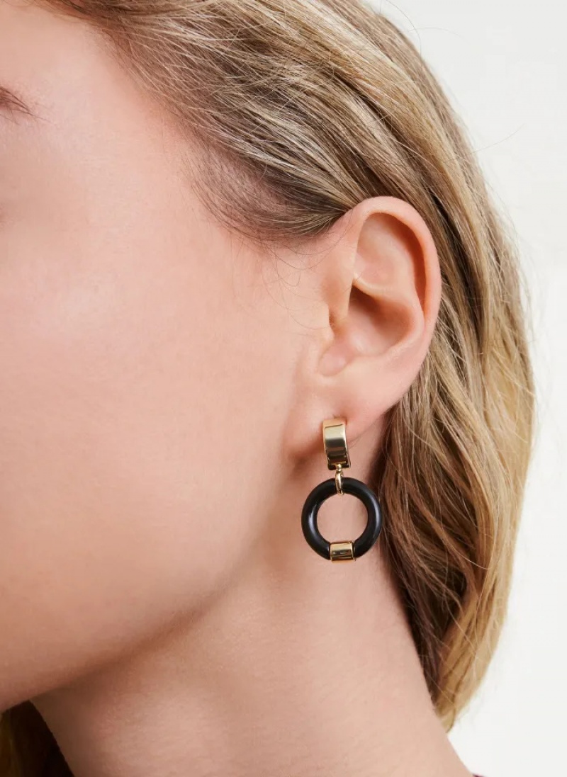 Gold Accessories Dkny Circle Drop Earrings | 762WRDTCE