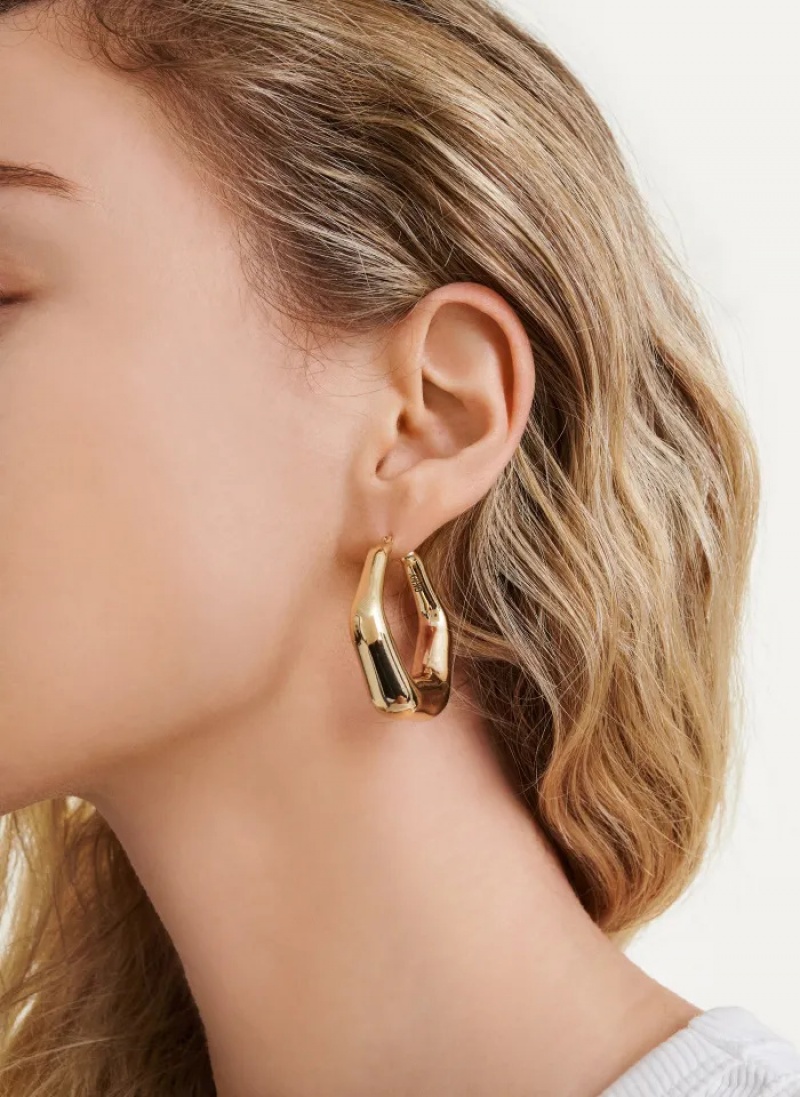 Gold Accessories Dkny Classic Hoop Earrings | 816OUYNBM