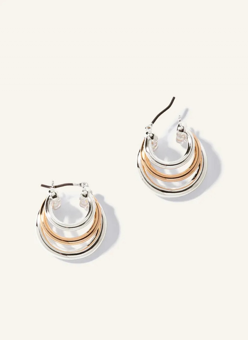 Gold Accessories Dkny Two Tone Hoop Earrings | 023STOXZA