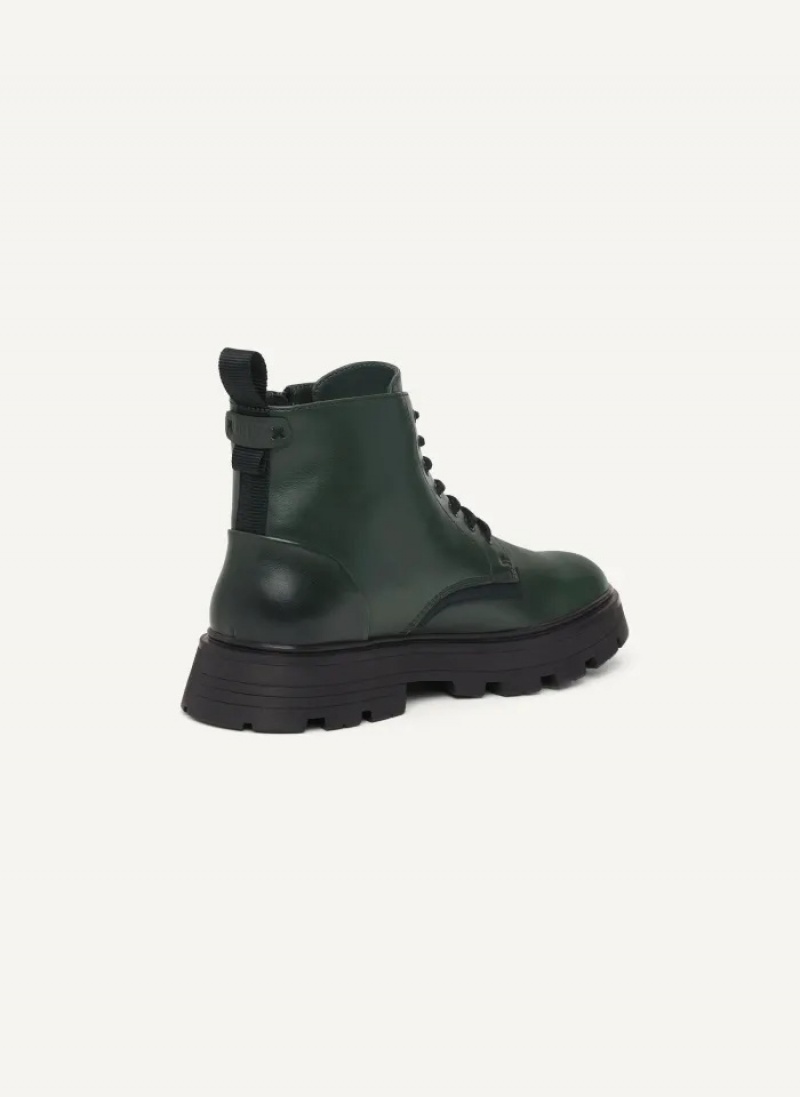 Green Men's Dkny Side Zip Lace Up Boots | 526WOXVPY