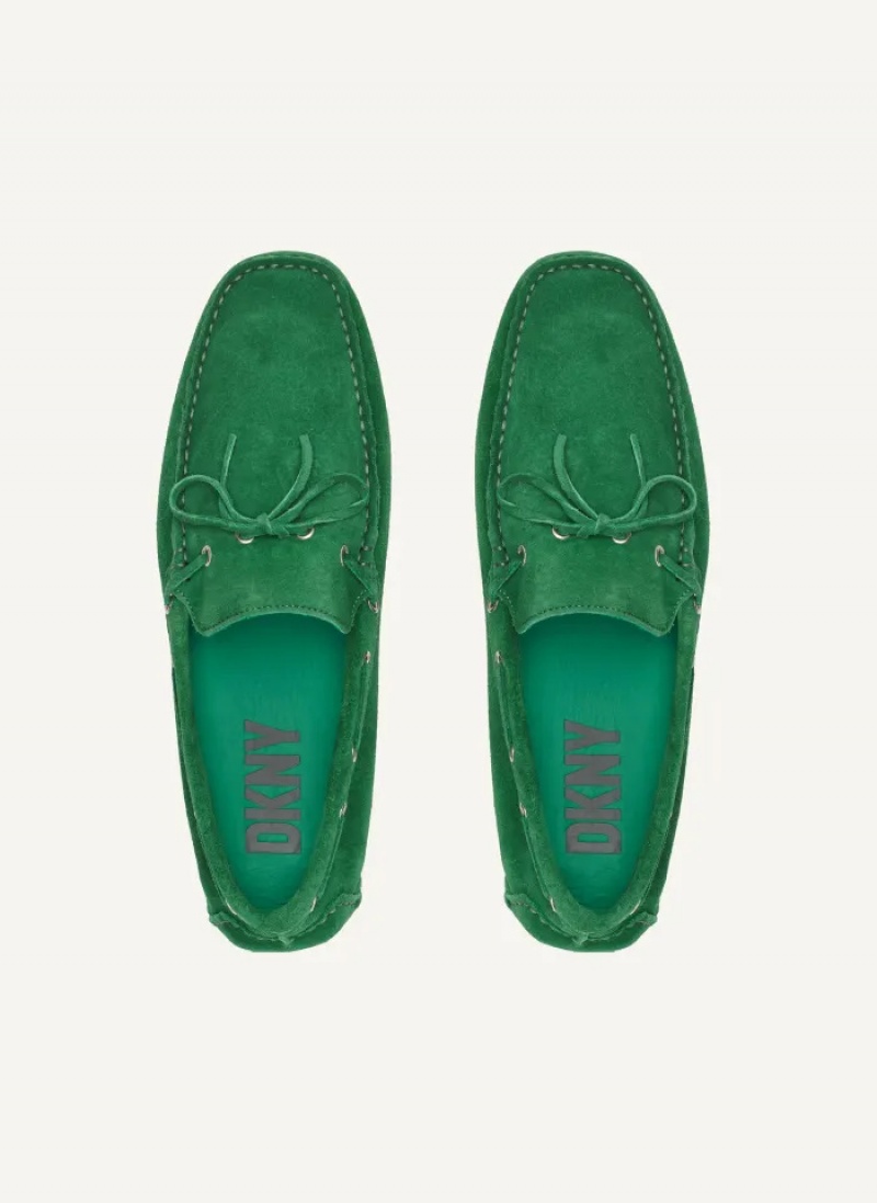 Green Men's Dkny Suede Driver Moccasins | 491XOPZGY