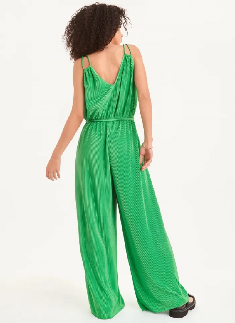 Green Women's Dkny Belted All-In-One Jumpsuit | 235EVDPHF