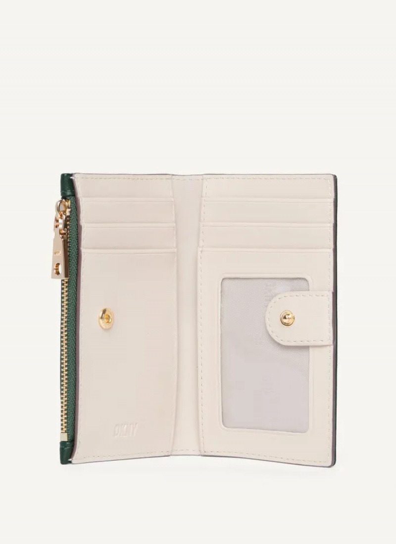 Green Women's Dkny Elsa Bifold Card Holder Wallet | 643SVDJXB