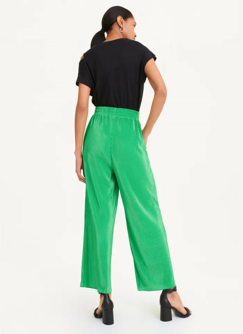 Green Women's Dkny High Waisted Pleated Flare Pants | 346RMBVWZ