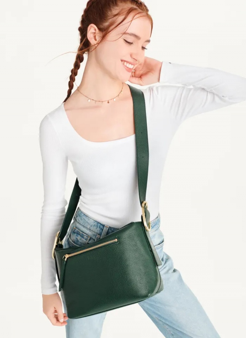 Green Women\'s Dkny Medium Buckle Bag | 546XSLZMP