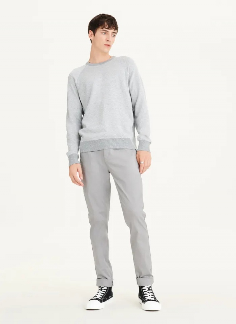 Grey Men's Dkny Birdseye Raglan Sleeve Sweaters | 809VWTMXD