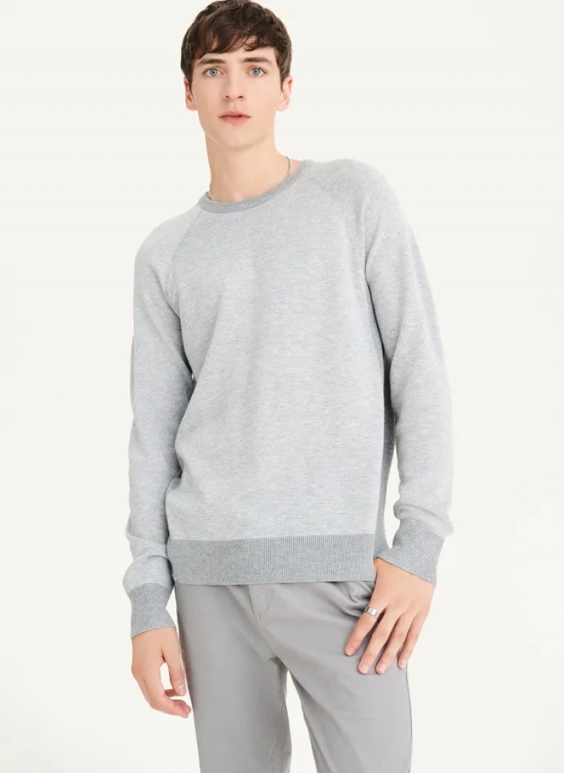 Grey Men's Dkny Birdseye Raglan Sleeve Sweaters | 809VWTMXD