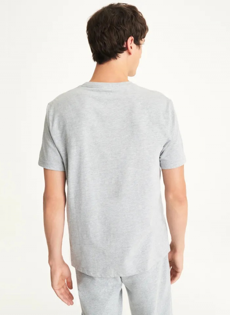 Grey Men's Dkny Celebrate Plaid Logo T Shirts | 479WOMNDT