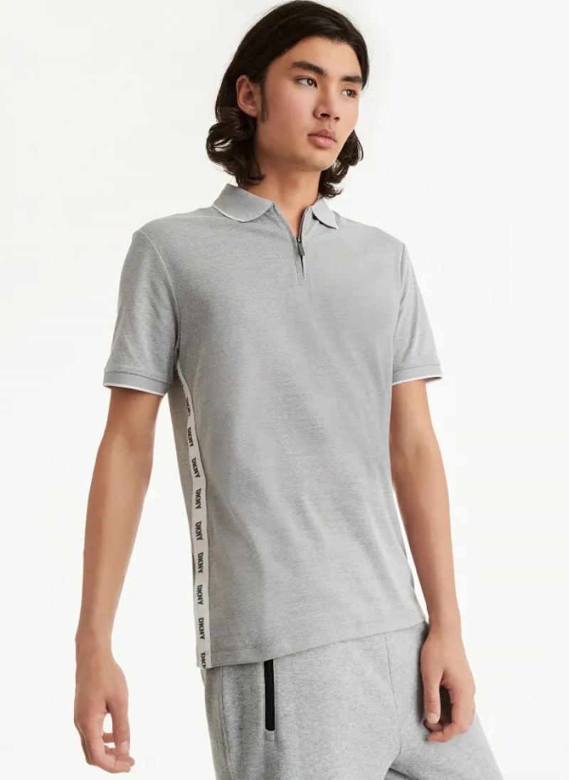 Grey Men\'s Dkny Quarter Zip Sport Polo Shirts | 461PTHWFX