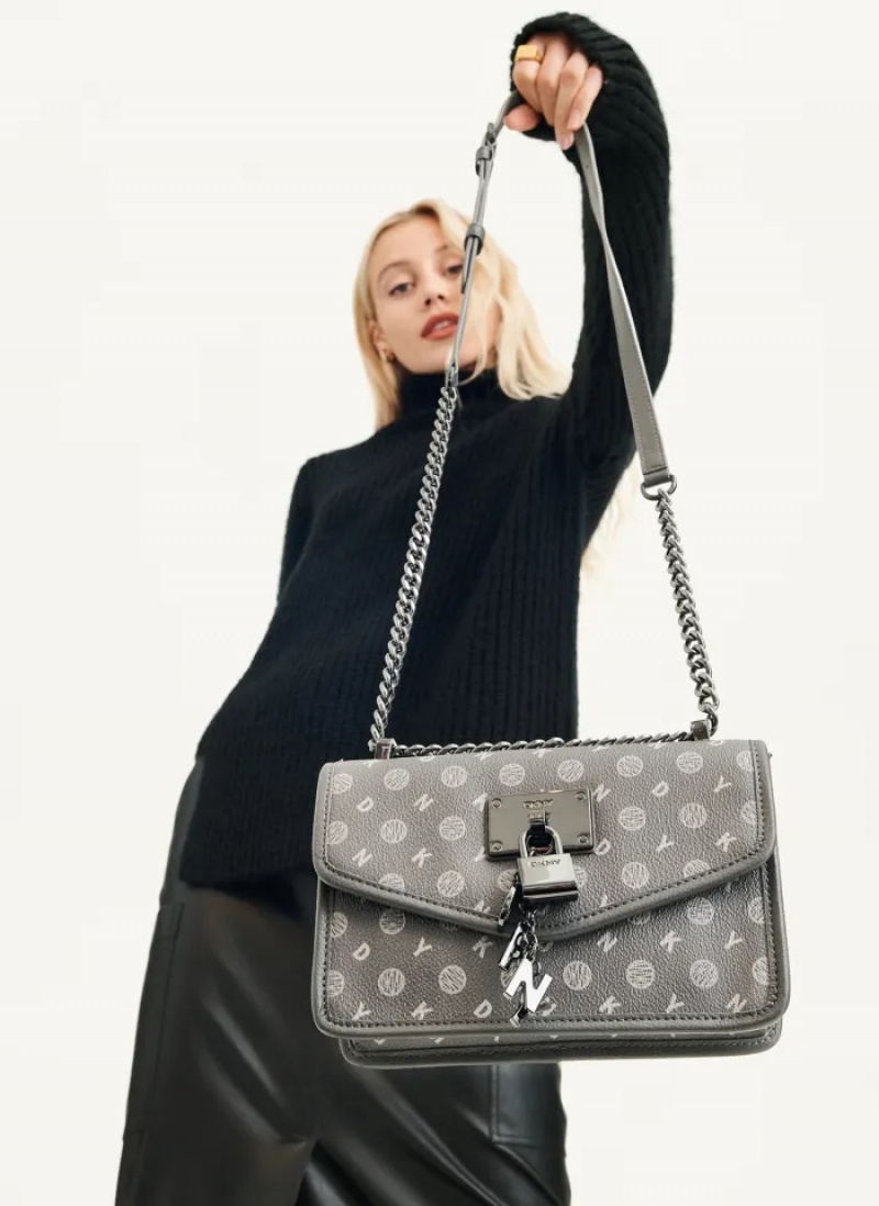 Grey Women's Dkny Elissa Small Heritage Logo Crossbody Bags | 170WMBIES